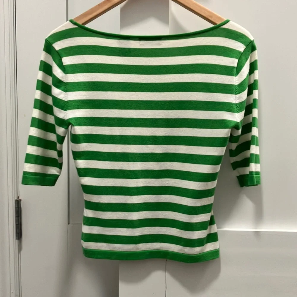 Y2K Vintage Moda International Striped Low Cut Scoop Neck Sweater Size S - Picture 3 of 7